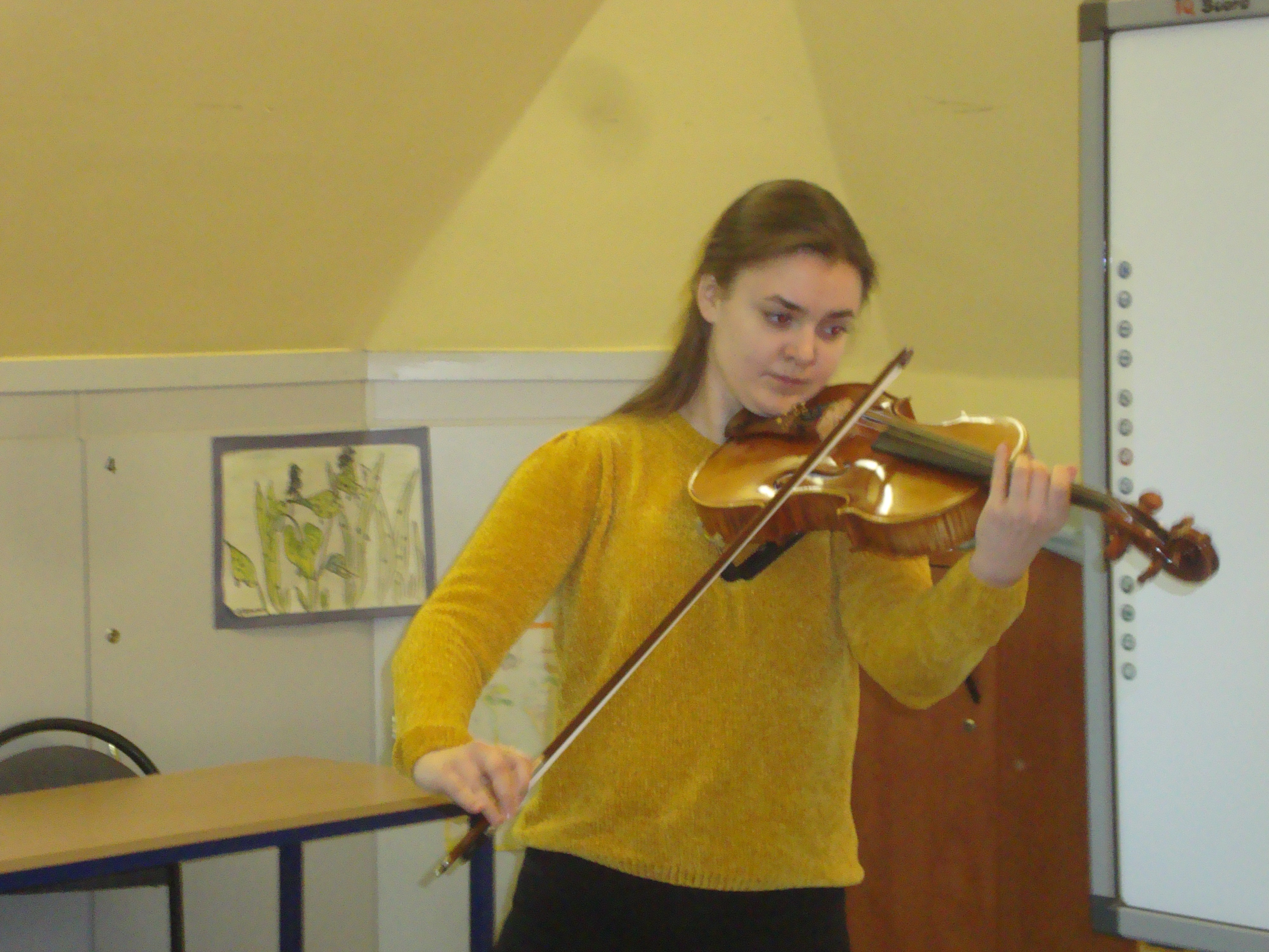 Młoda kobieta gra na skrzypcach